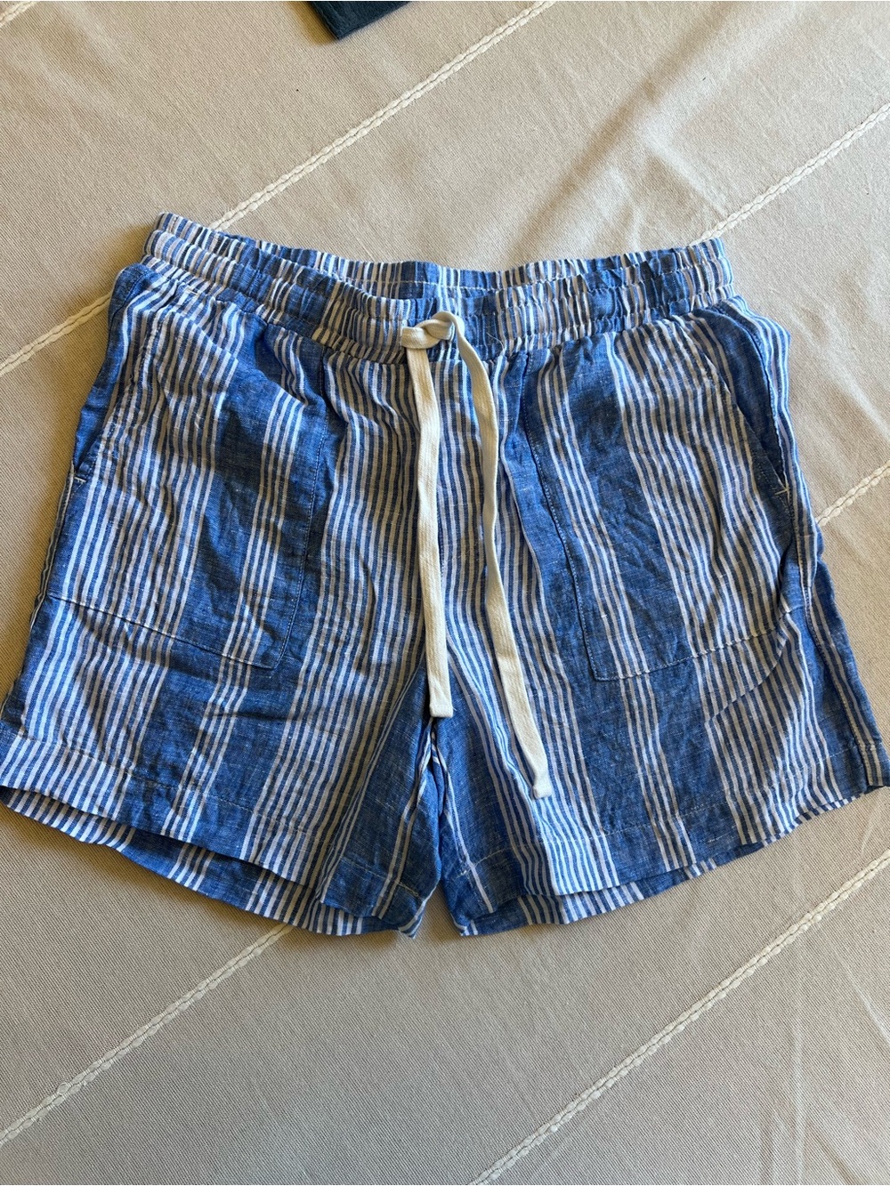 Roots Blue and White Striped Drawstring Shorts